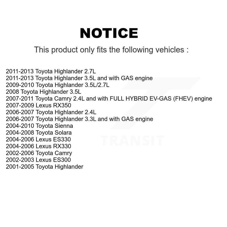 Engine Air Filter (2 Pack) For Toyota Camry Sienna Highlander Lexus RX350 RX330 Solara K57-100002