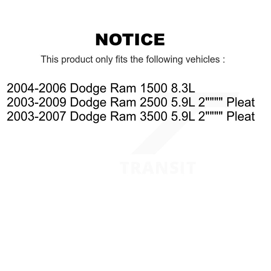 Engine Air Filter (2 Pack) For Dodge Ram 2500 3500 1500 K57-100048