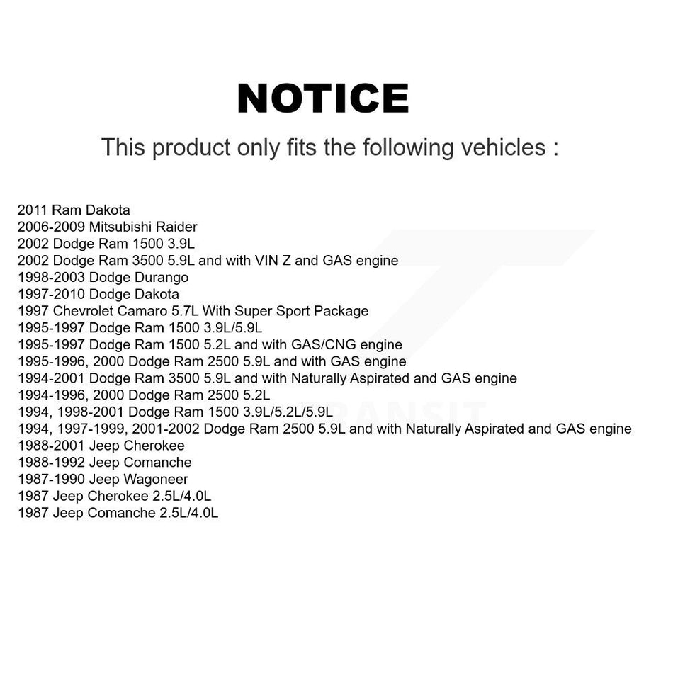 Engine Air Filter (2 Pack) For Dodge Dakota Ram 2500 1500 3500 Jeep Cherokee Durango K57-100120