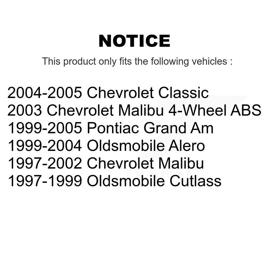 Front Wheel Bearing And Hub Assembly Pair For Chevrolet Pontiac Grand Am Malibu Oldsmobile Alero Classic Cutlass K70-100259
