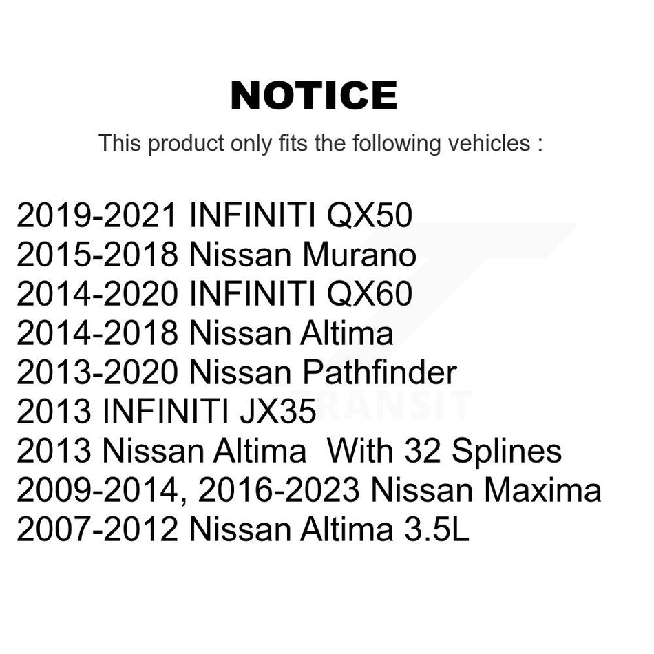 Front Wheel Bearing And Hub Assembly Pair For Nissan Altima Maxima Pathfinder INFINITI Murano QX60 JX35 QX50 K70-100342