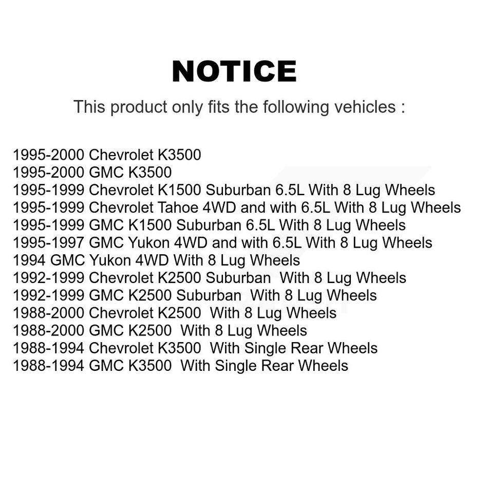 Front Wheel Bearing And Hub Assembly Pair For Chevrolet K1500 K2500 GMC K3500 Suburban K70-100392