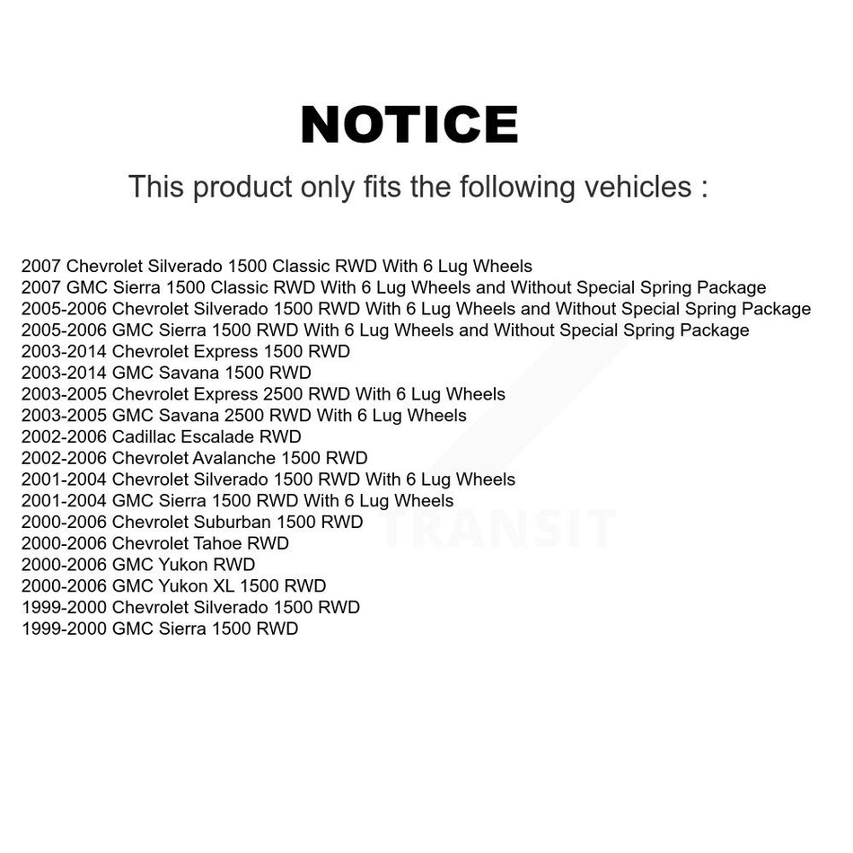 Front Wheel Bearing And Hub Assembly Pair For Chevrolet Silverado 1500 GMC Tahoe Sierra Suburban Yukon Avalanche XL Express Classic Cadillac Escalade 2500 Savana K70-100400