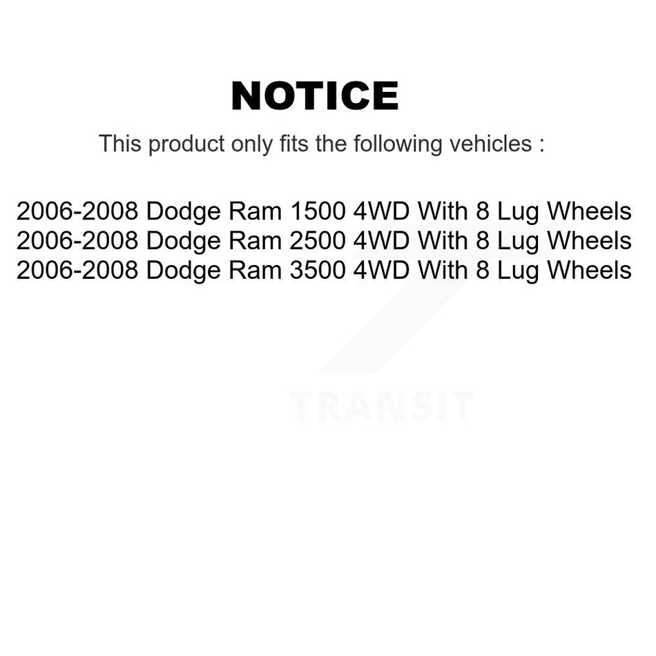Front Wheel Bearing And Hub Assembly Pair For 2006-2008 Dodge Ram 1500 2500 3500 With 8 Lug Wheels K70-100432
