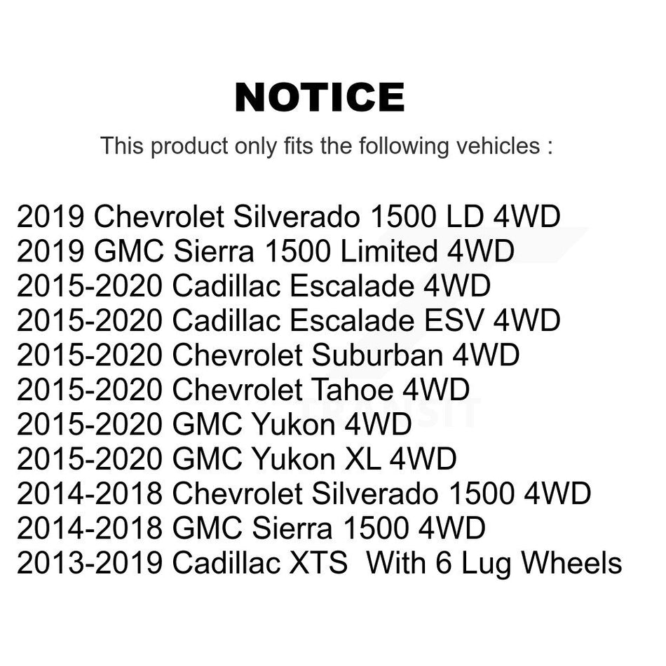 Front Wheel Bearing And Hub Assembly Pair For Chevrolet Silverado 1500 GMC Sierra Tahoe Suburban Yukon Cadillac XL Escalade ESV LD XTS Limited K70-100454