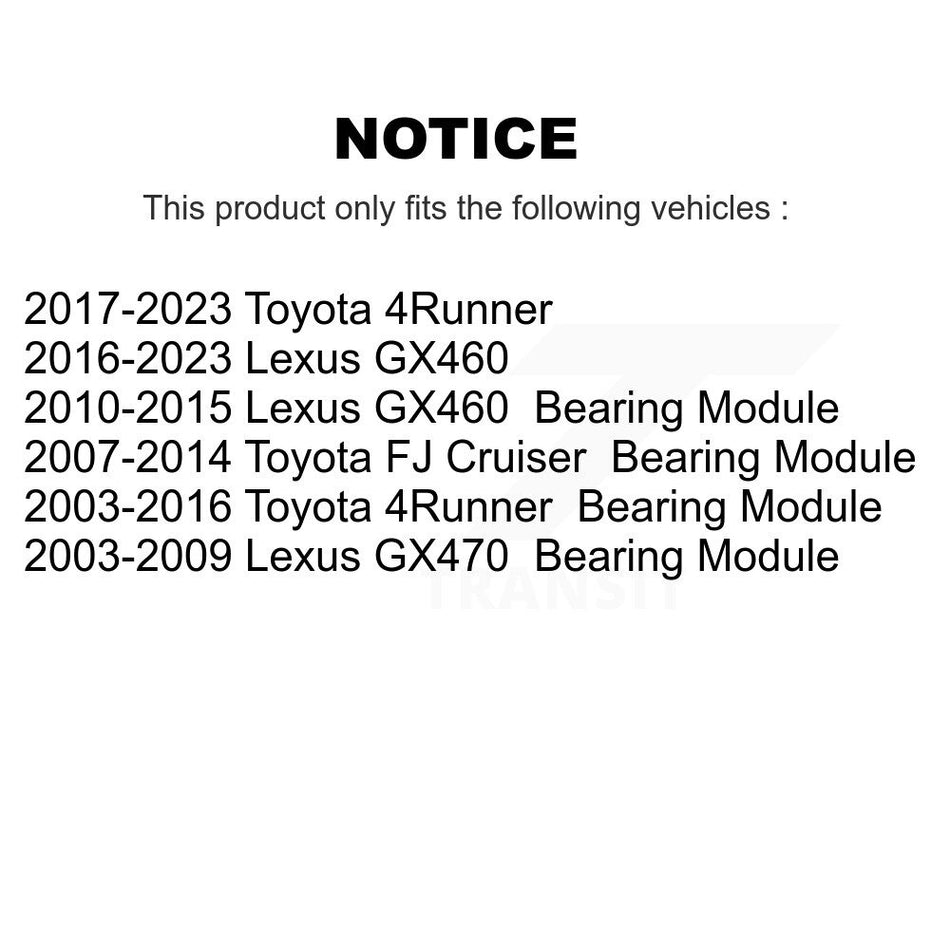 Rear Wheel Bearing Assembly Kit For Toyota 4Runner Lexus GX460 FJ Cruiser GX470 K70-100455