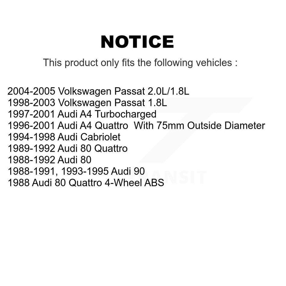 Front Wheel Bearing Pair For Volkswagen Passat Audi A4 Quattro Cabriolet 90 80 A8 K70-100493