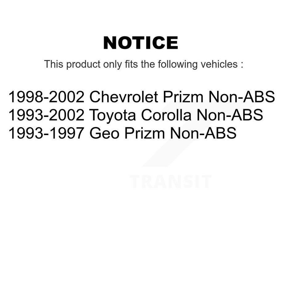 Rear Wheel Bearing And Hub Assembly Pair For Toyota Corolla Prizm Chevrolet Geo Non-ABS K70-100561