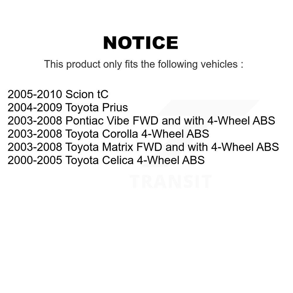 Rear Wheel Bearing And Hub Assembly Pair For Toyota Corolla Prius Matrix Pontiac Vibe K70-100604