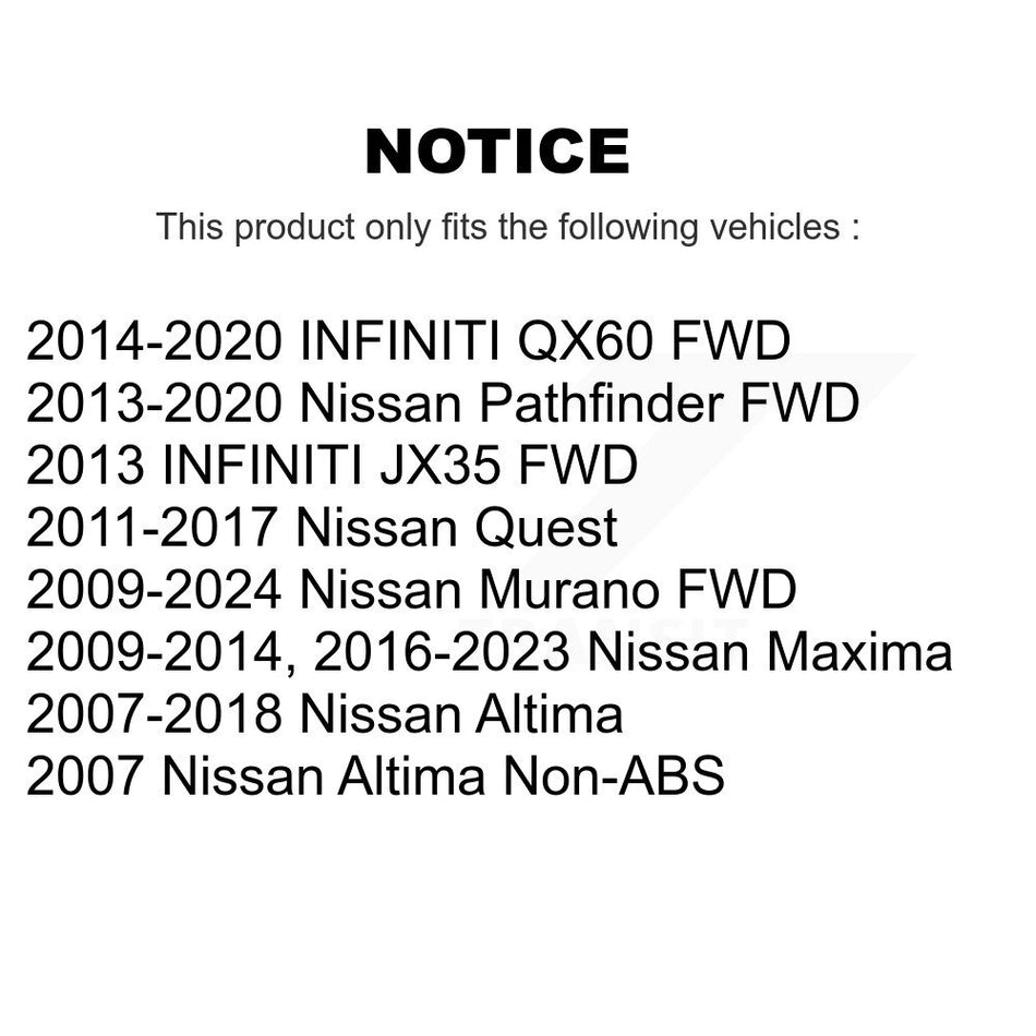 Rear Wheel Bearing And Hub Assembly Pair For Nissan Altima Maxima Pathfinder Murano INFINITI QX60 JX35 K70-100706