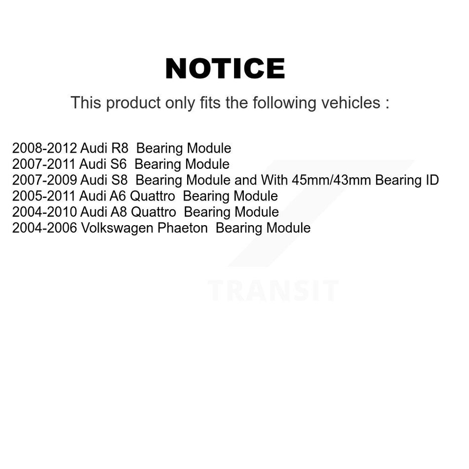 Rear Wheel Bearing Assembly Pair For Audi A6 Quattro A8 A7 R8 Volkswagen Phaeton S6 S8 K70-101026