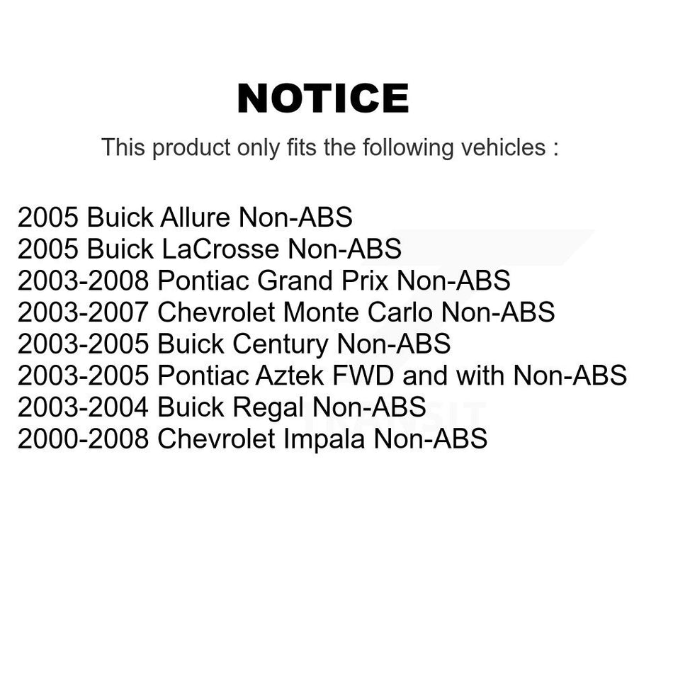 Front Rear Wheel Bearing & Hub Assembly Kit For Chevrolet Impala Pontiac Grand Prix Buick Century Monte Carlo LaCrosse Regal Aztek Allure K70-101191