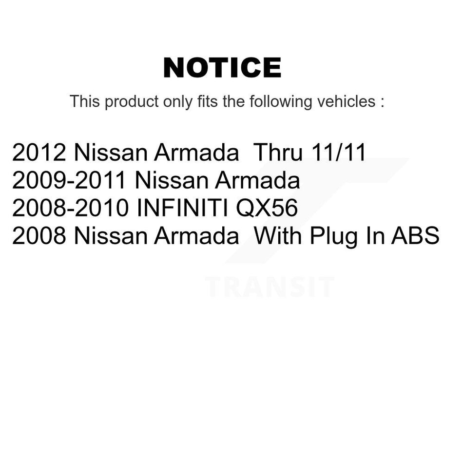 Front Rear Wheel Bearing & Hub Assembly Kit For Nissan Armada Infiniti QX56 INFINITI K70-101298