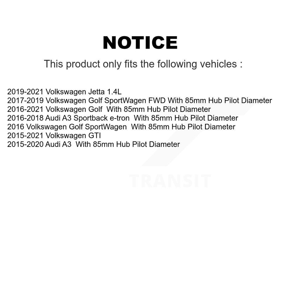 Front Rear Wheel Bearing & Hub Assembly Kit For Volkswagen Jetta GTI Audi A3 Golf SportWagen R Sportback e-tron K70-101465