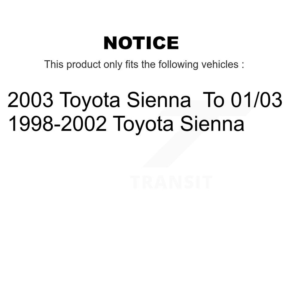 Front Rear Wheel Bearing And Hub Assembly Kit For 1998-2003 Toyota Sienna K70-101523