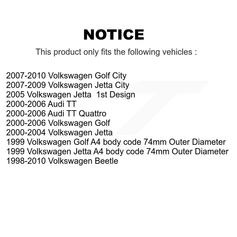 Front Rear Wheel Bearing And Hub Assembly Kit For Volkswagen Jetta Beetle Golf Audi TT Quattro K70-101532