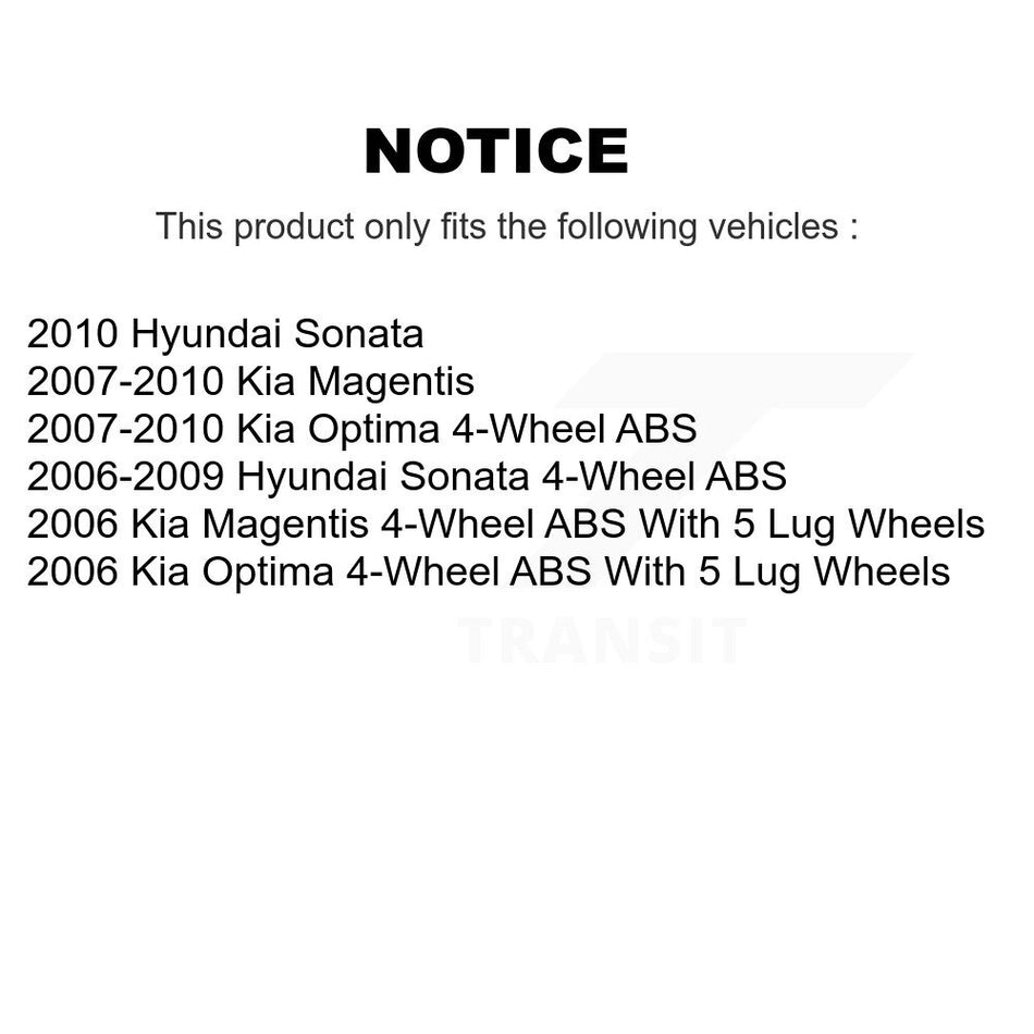 Front Rear Wheel Bearing And Hub Assembly Kit For Hyundai Sonata Kia Optima Magentis K70-101554