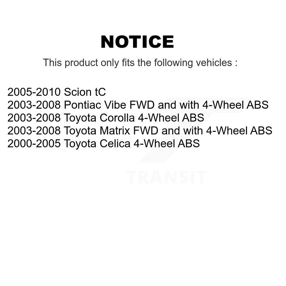 Front Rear Wheel Bearing And Hub Assembly Kit For 2003-2008 Toyota Corolla Matrix Pontiac Vibe K70-101600
