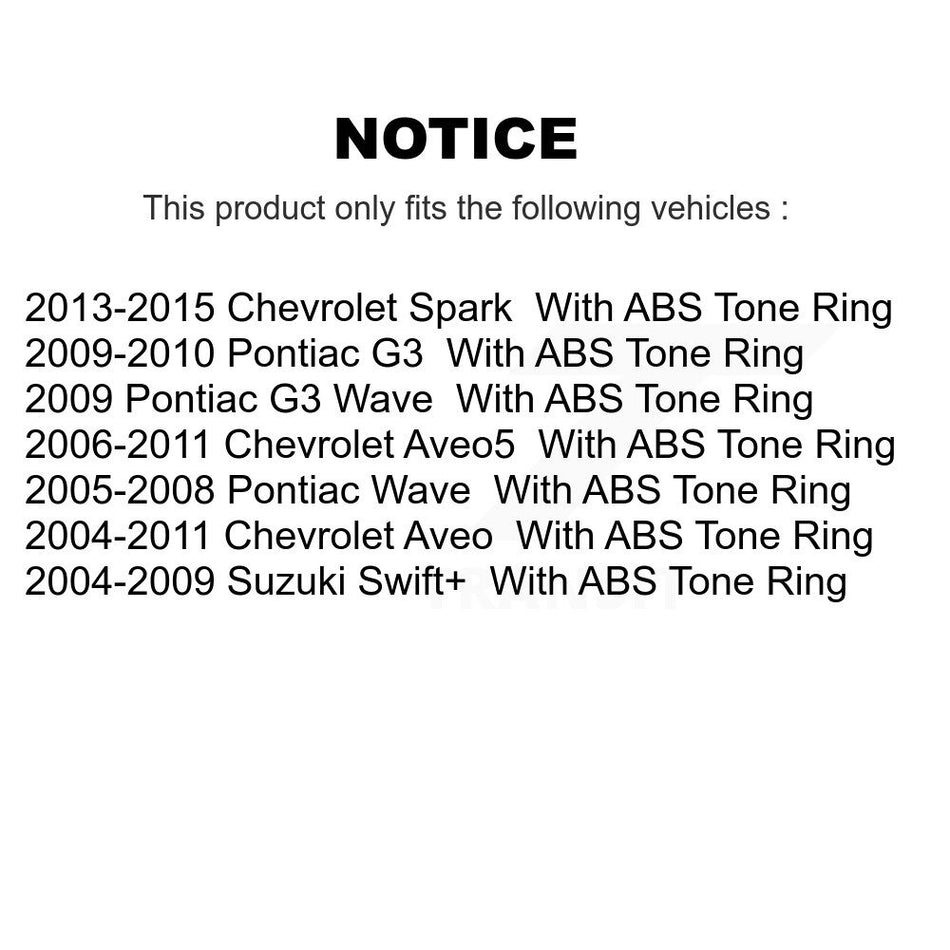 Front Rear Wheel Bearing And Hub Assembly Kit For Chevrolet Aveo Spark Aveo5 Pontiac G3 Suzuki Wave Swift+ K70-101701