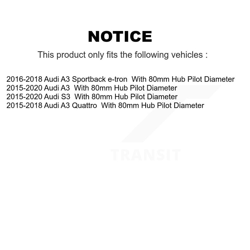 Front Wheel Bearing And Hub Assembly Pair For Audi A3 Quattro S3 Sportback e-tron K70-101810