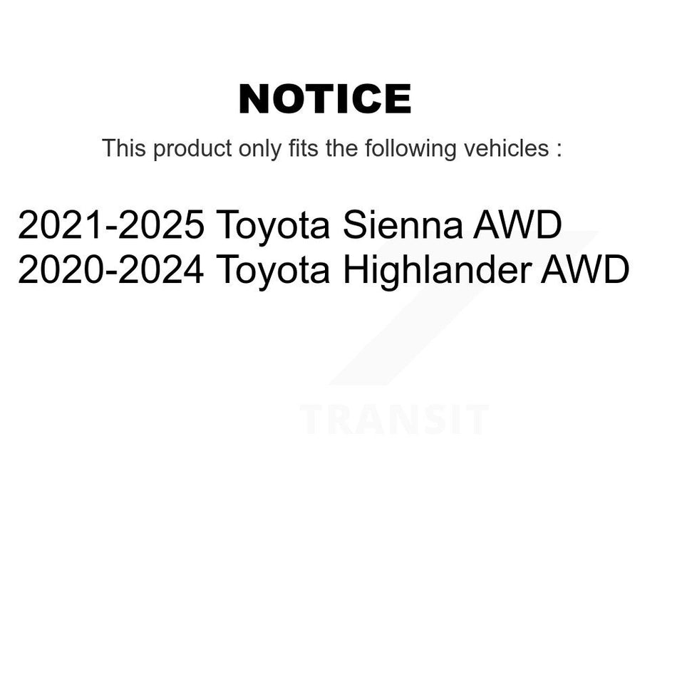 Front Rear Wheel Bearing & Hub Assembly Kit For Toyota Highlander Sienna AWD K70-102039