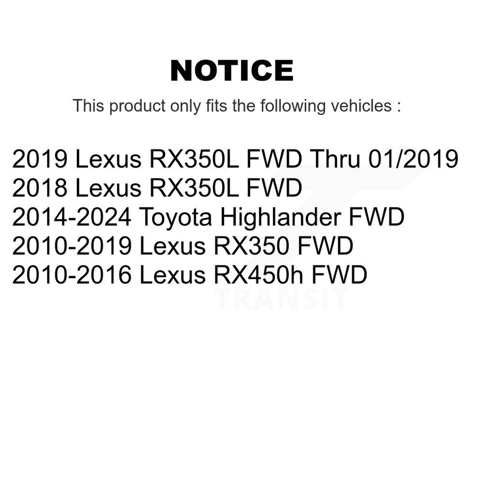 Rear Wheel Bearing Hub Assembly Pair For Toyota Highlander Lexus RX350 RX450h RX350L FWD K70-102118