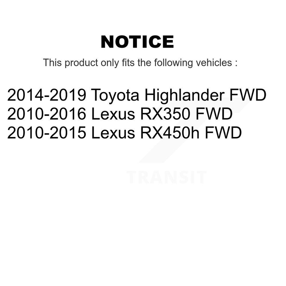 Front Rear Wheel Bearing & Hub Assembly Kit For Toyota Highlander Lexus RX350 RX450h FWD K70-102141