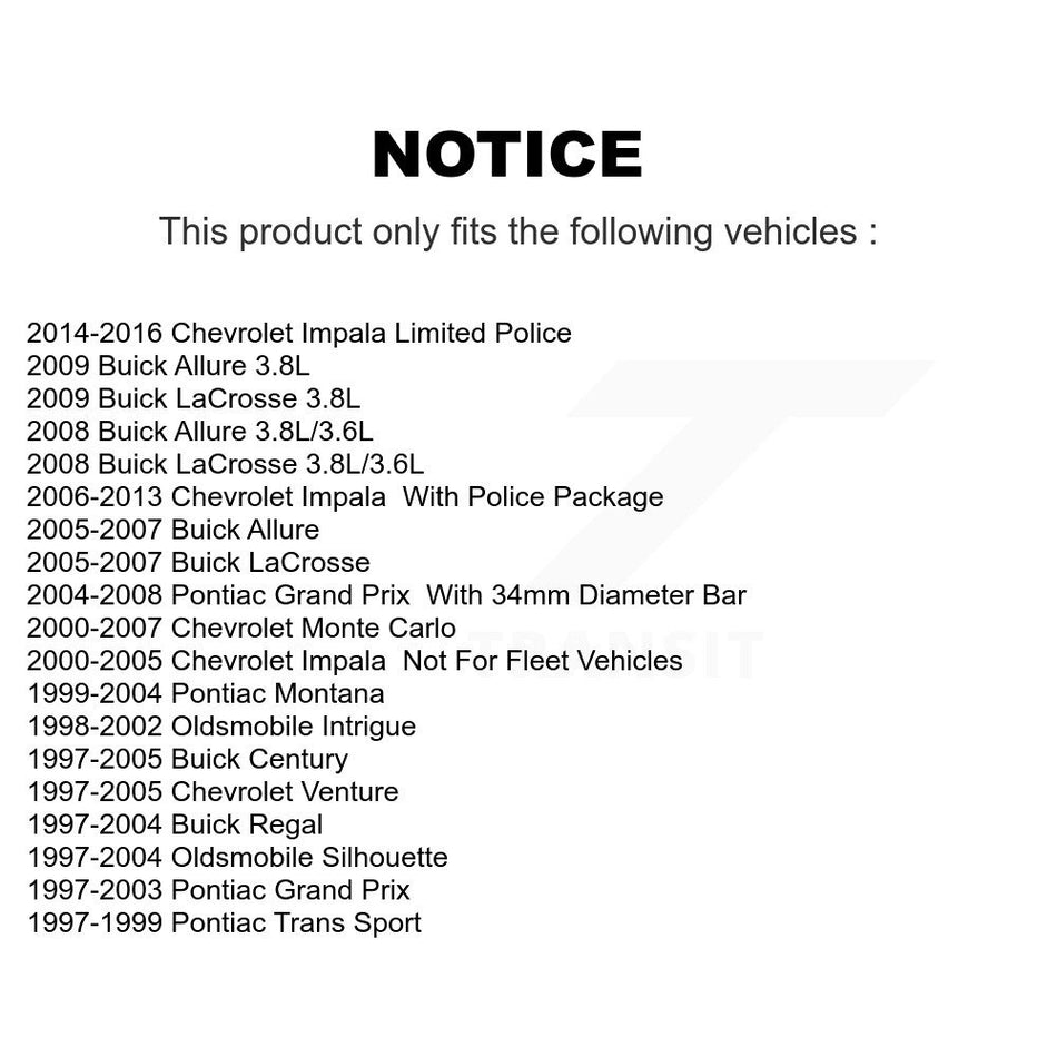 Front Control Arm Ball Joint Link Kit For Chevrolet Impala Buick Pontiac Grand Prix Century LaCrosse Monte Carlo Venture Limited Regal Oldsmobile Montana Uplander Intrigue Silhouette Saturn K72-100073