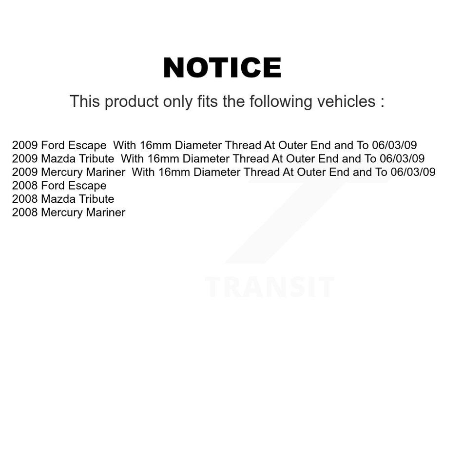 Front Suspension Control Arm And Ball Joint Assembly Steering Tie Rod End Stabilizer Bar Link Kit (8Pc) For 2008-2009 Mazda Tribute With 16mm Diameter Thread At Outer K72-100130