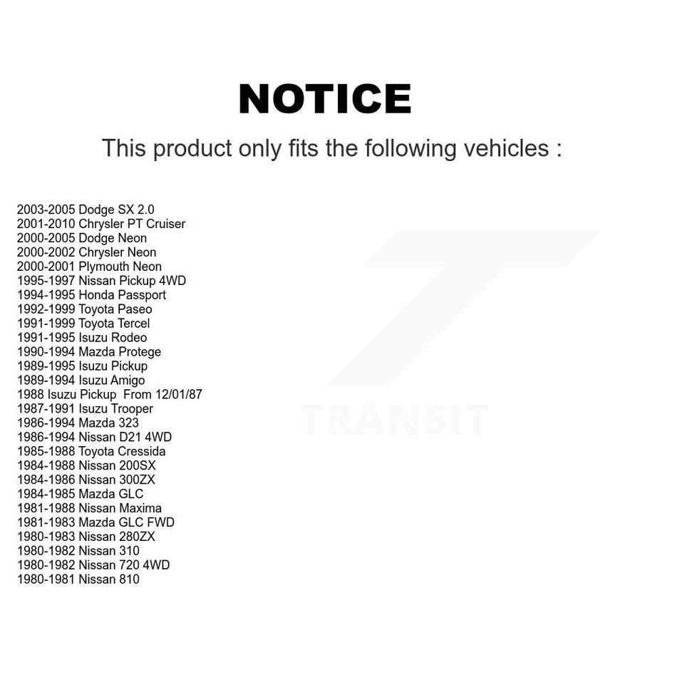 Front Link Pair For Nissan D21 Pickup Toyota Isuzu Tercel Rodeo Mazda 300ZX 280ZX Trooper Paseo Maxima Protege 323 720 Honda Passport Cressida 200SX Amigo GLC 310 810 Plymouth Conquest K72-100272