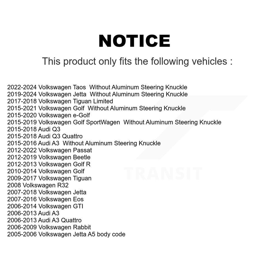 Front Suspension Ball Joints Pair Kit For Volkswagen Jetta Passat Tiguan Beetle Audi GTI Q3 Eos Golf Rabbit A3 Quattro R R32 K72-100544