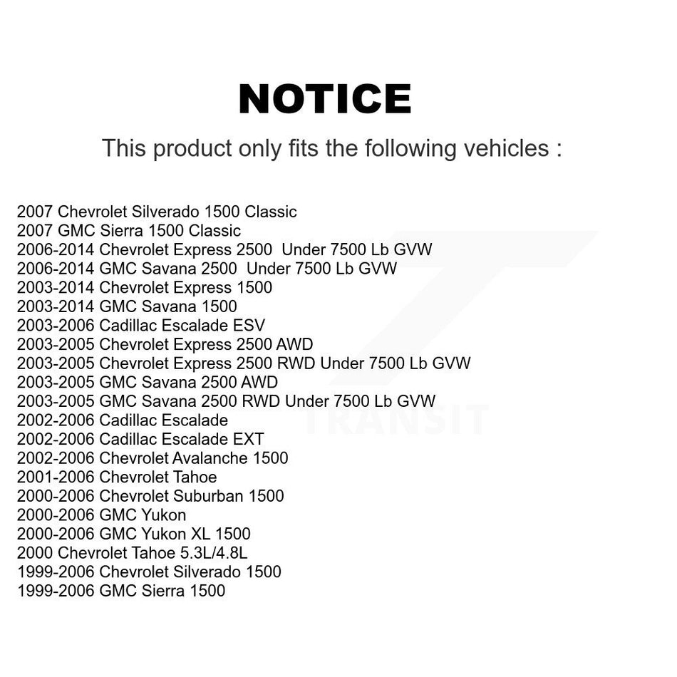 Front Suspension Control Arm And Ball Joint Assemblies Pair For Chevrolet Silverado 1500 GMC Tahoe Sierra Suburban Yukon Avalanche XL Cadillac Express Classic Escalade 2500 Savana ESV EXT K72-100590