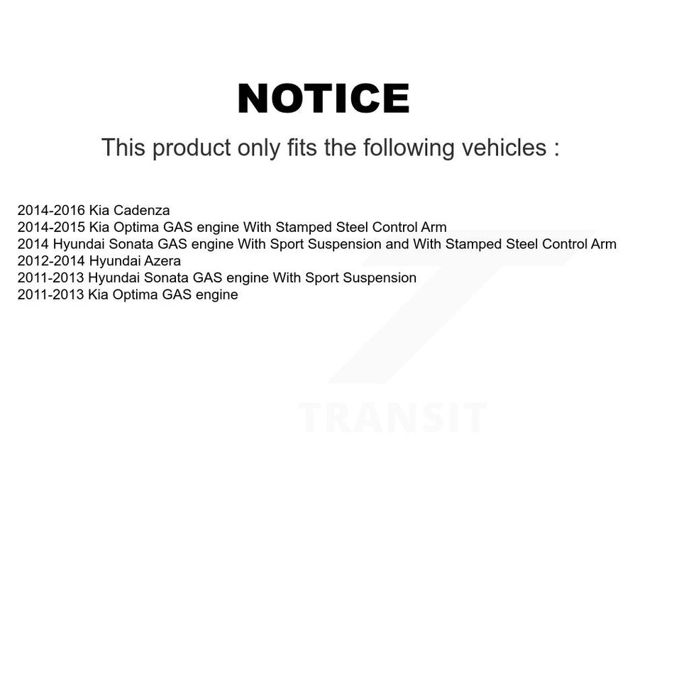 Front Suspension Control Arm And Ball Joint Assemblies Kit For Hyundai Sonata Kia Optima Cadenza K72-100637