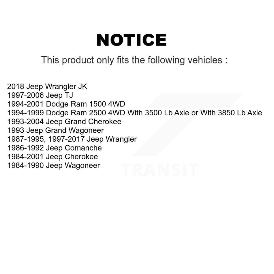Front Suspension Ball Joints Pair For Jeep Wrangler Dodge Grand Cherokee Ram 1500 2500 JK Comanche Wagoneer TJ K72-100651