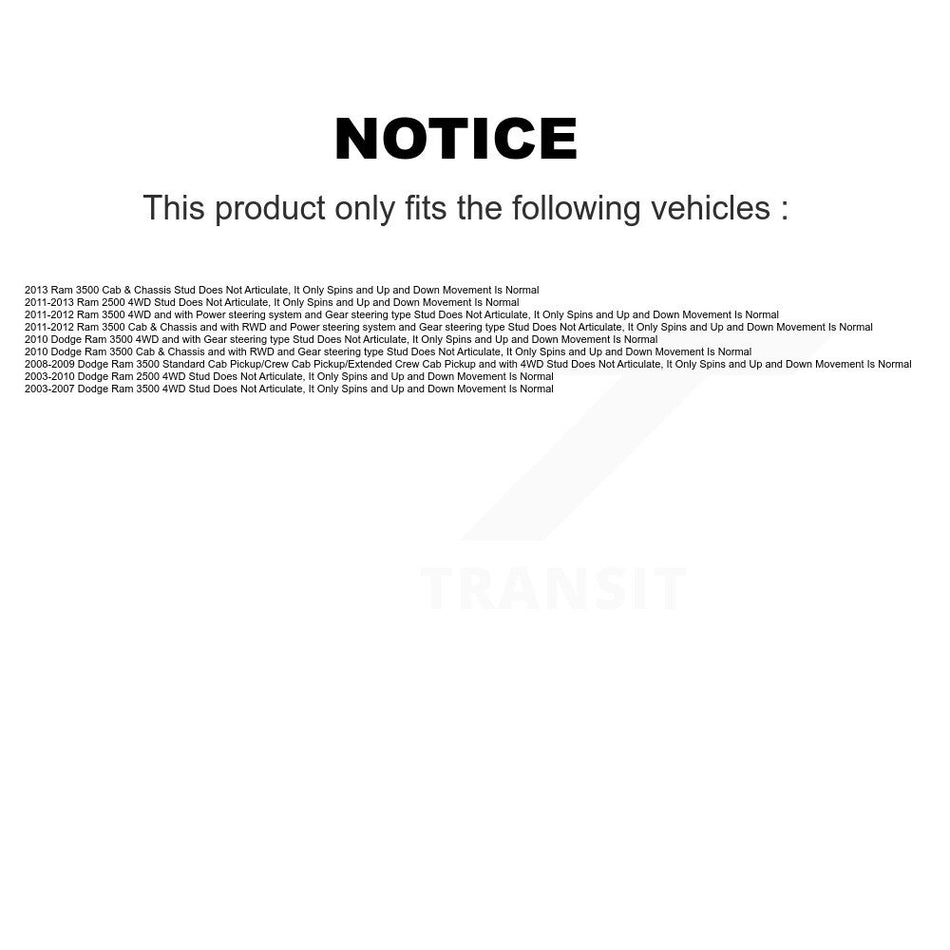 Front Suspension Ball Joints Kit For Dodge Ram 2500 1500 3500 K72-100725