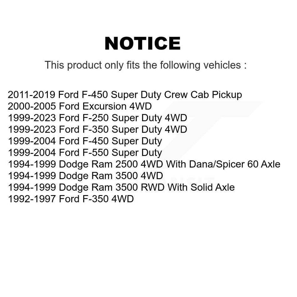 Front Suspension Ball Joints Kit For Ford F-250 Super Duty F-350 Dodge Ram 2500 Excursion 3500 F-450 F-550 K72-100728