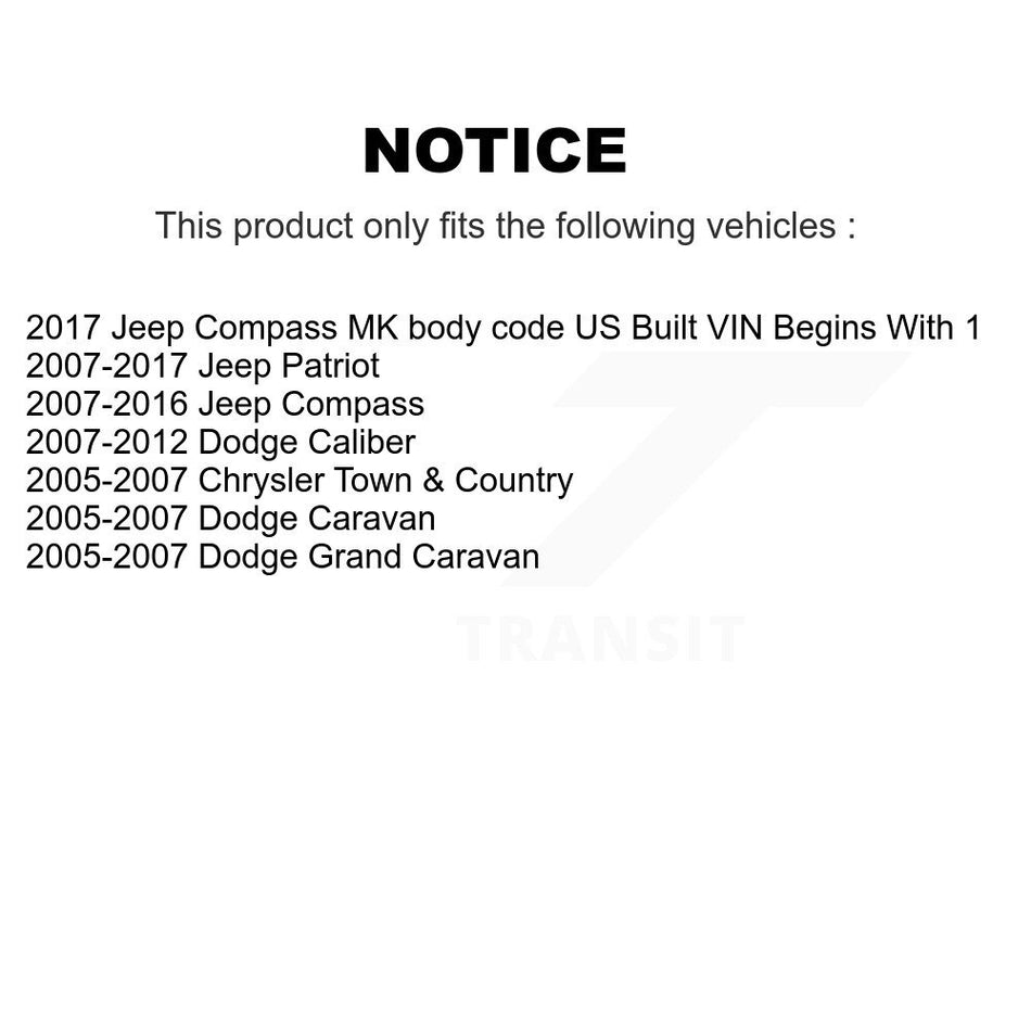 Front Tie Rod End Kit For Jeep Dodge Patriot Compass Grand Caravan Chrysler Town & Country Caliber K72-100779