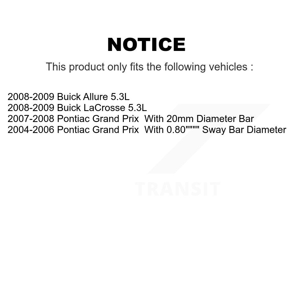 Front Rear Suspension Link Kit For Pontiac Grand Prix Buick LaCrosse Allure K72-100830