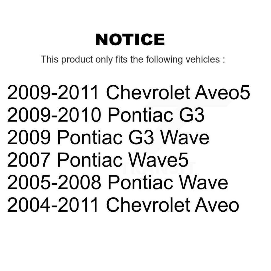 Front Lower Rearward Arm Bushing Pair For Chevrolet Aveo Pontiac G3 K72-100868