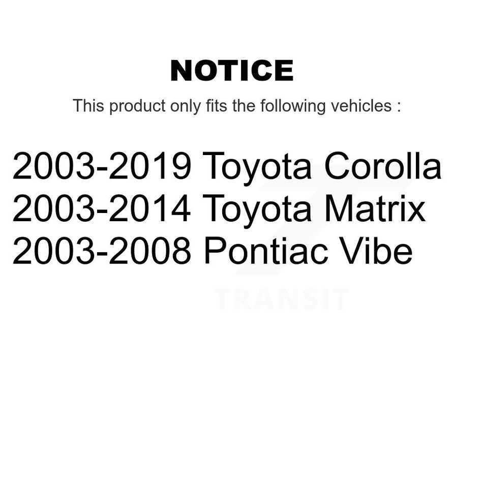 Front Lower Rearward Arm Bushing Pair For Toyota Corolla Matrix Vibe K72-100869