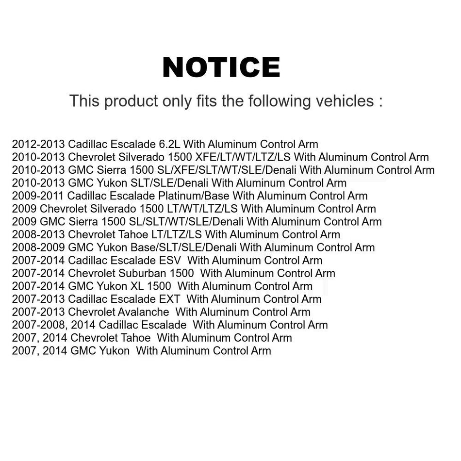 Front Suspension Ball Joint And Tie Rod End Kit For Chevrolet Silverado 1500 GMC Sierra Tahoe Suburban Yukon Cadillac XL Avalanche Escalade ESV EXT K72-100915