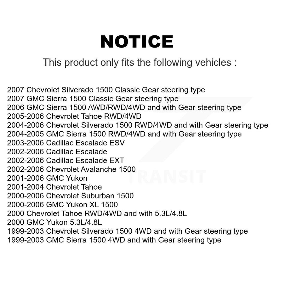 Front Suspension Control Arm & Ball Joint Assembly Steering Tie Rod End Link Kit For Chevrolet Silverado 1500 GMC Tahoe Sierra Suburban Yukon Avalanche XL Cadillac Classic Escalade ESV EXT K72-101126