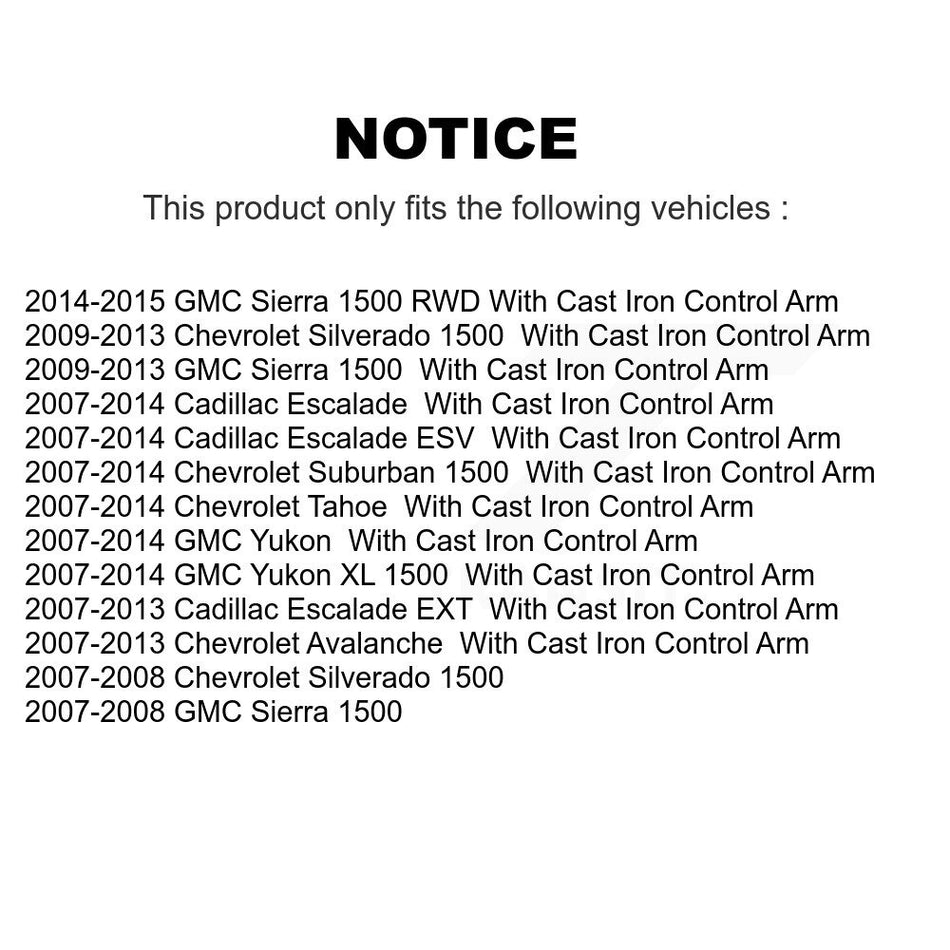Front Suspension Control Arms And Lower Ball Joints Kit For Chevrolet Silverado 1500 GMC Tahoe Sierra Suburban Yukon Cadillac XL Avalanche Escalade ESV EXT K72-101166