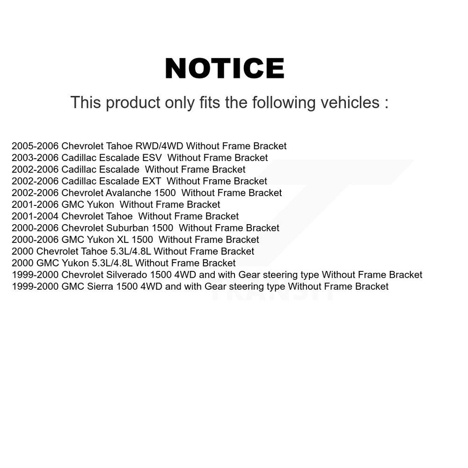 Front Tie Rod End Ball Joints Idler Arm Pitman Kit For Chevrolet Silverado 1500 GMC Tahoe Sierra Suburban Yukon Avalanche XL Cadillac Classic Escalade ESV EXT Without Frame Bracket K72-101271
