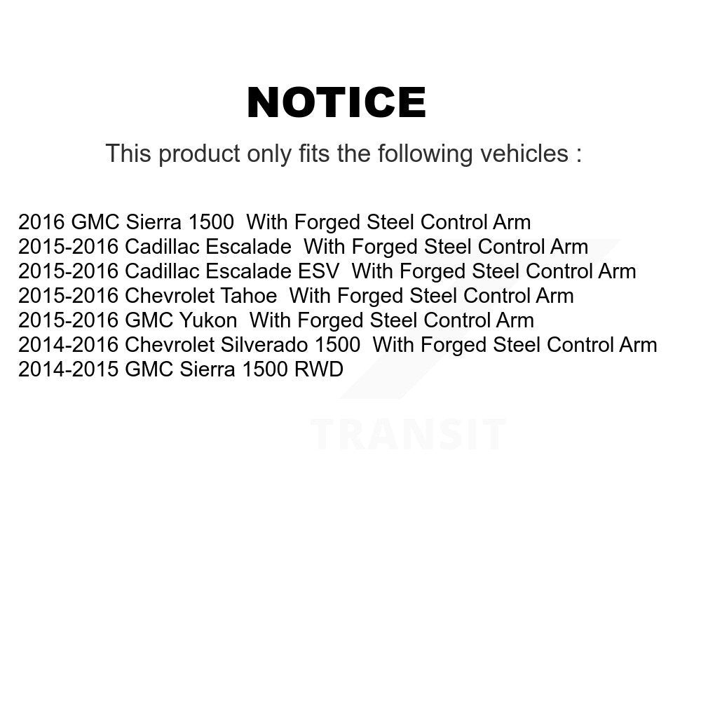 Front Upper Control Arm & Ball Joint Tie Rod End Link Kit (8Pc) For GMC Sierra 1500 Tahoe K72-101710