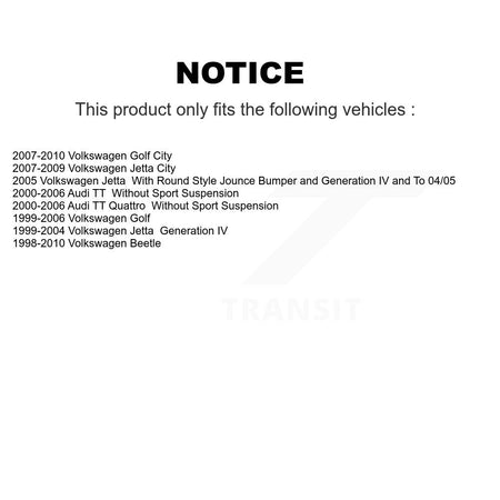 Front Rear Suspension Strut Shock Mounting Kit For Volkswagen Jetta Golf Beetle City Audi K73-100028