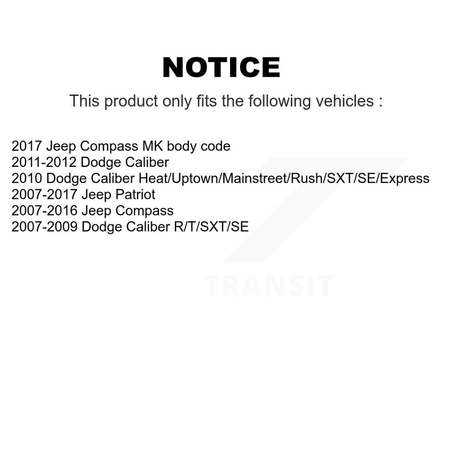 Front Rear Suspension Strut Shock Mounting Kit For Jeep Patriot Compass Dodge Caliber K73-100044