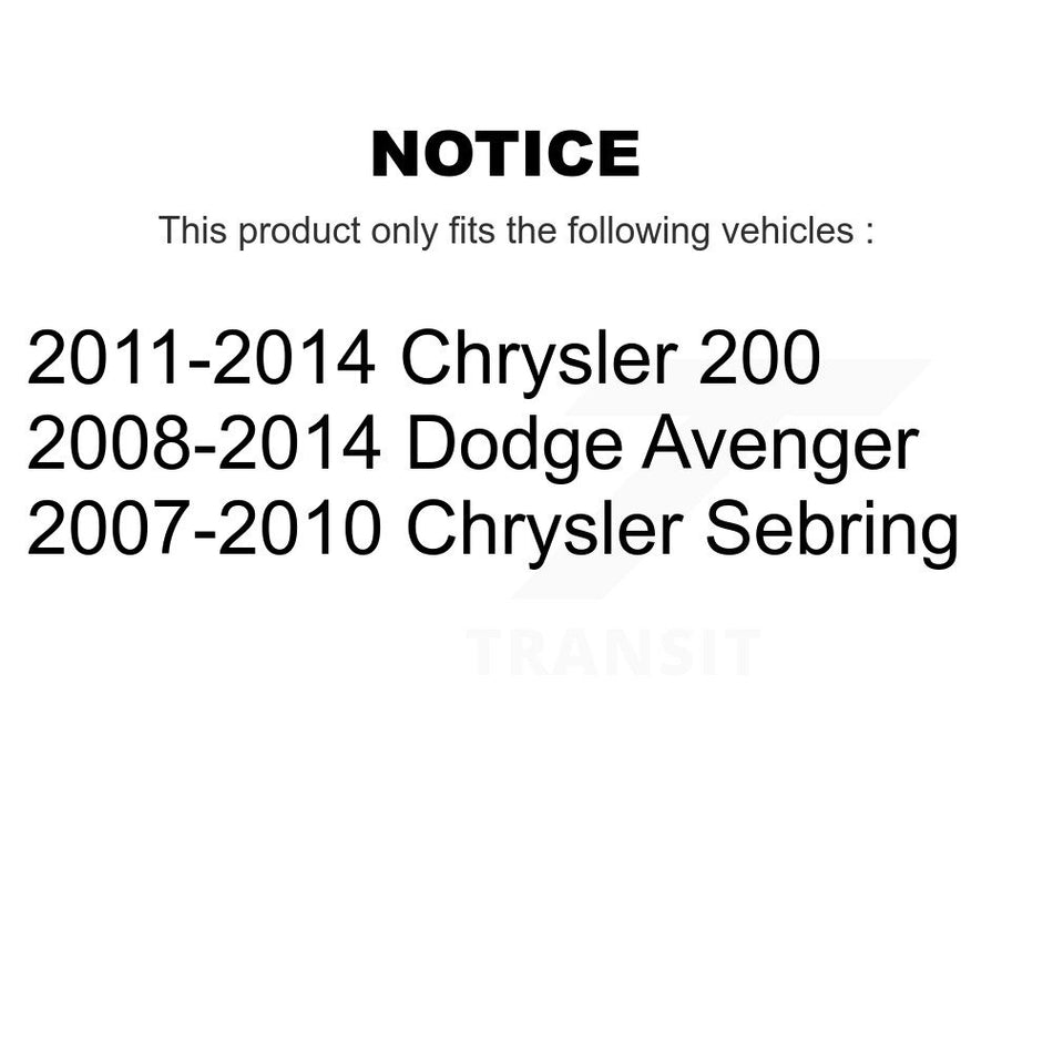 Front Suspension Strut Shock Mounting Pair For Chrysler 200 Dodge Avenger Sebring K73-100141