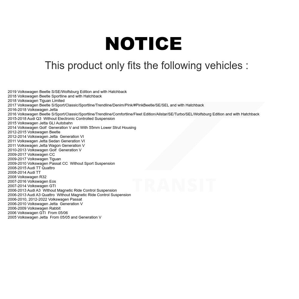 Front Suspension Strut Shock Mounting Pair For Volkswagen Jetta Tiguan Passat Golf Audi K73-100154