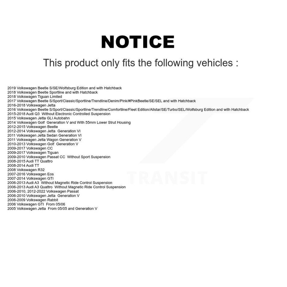 Front Suspension Strut Shock Mounting Pair For Volkswagen Jetta Tiguan Passat Golf Audi K73-100154